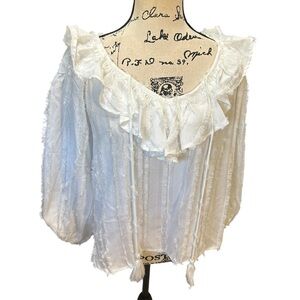 NWT Goldie Lew Olsen Blouse Ruffled Lace Blouse Sz Small